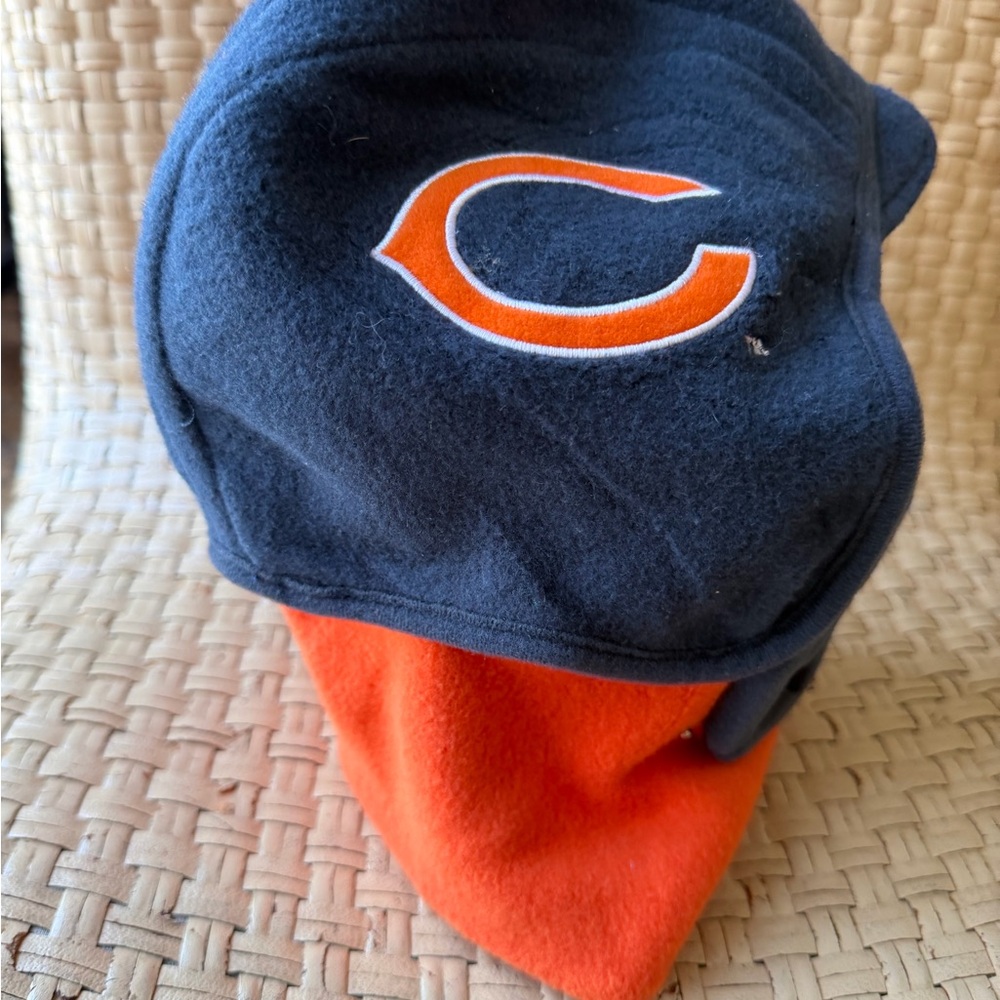 Chicago Bears Navy & Orange Fleece Hat small Child Unique w neck/